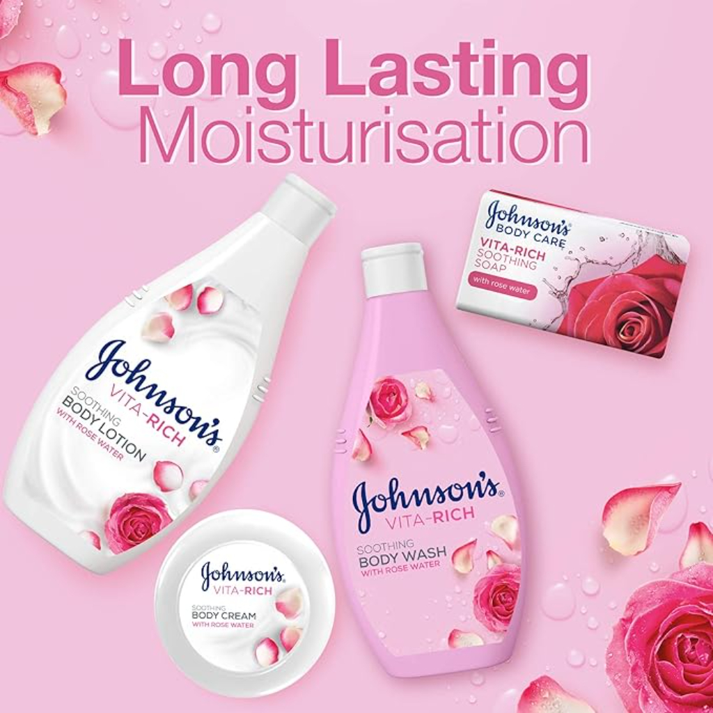 Johnson's, Body Lotion Vita-Rich Soothing Rose Water, Nourishing and hydrating body lotion, 400ml