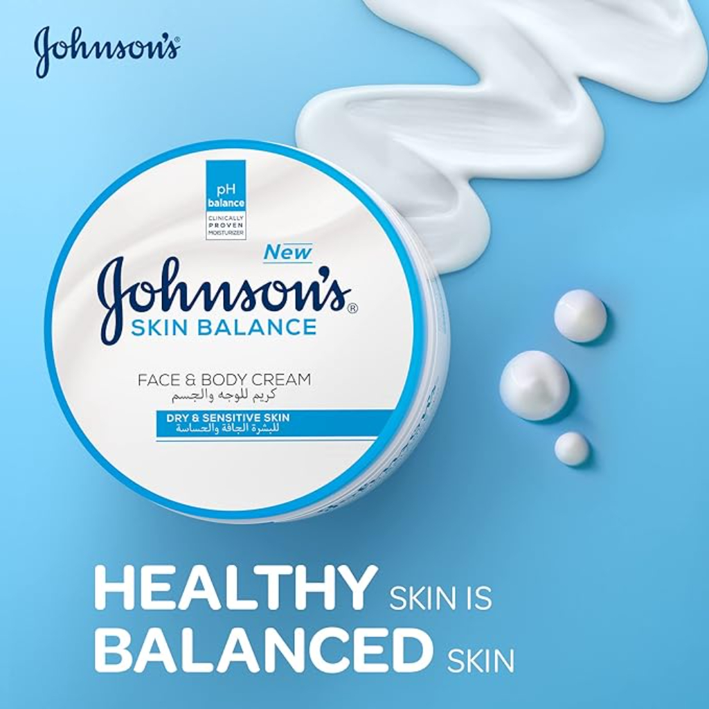 Johnson’s, Skin balance face and body cream, Moisturizing cream for balanced skin hydration, 300 ml