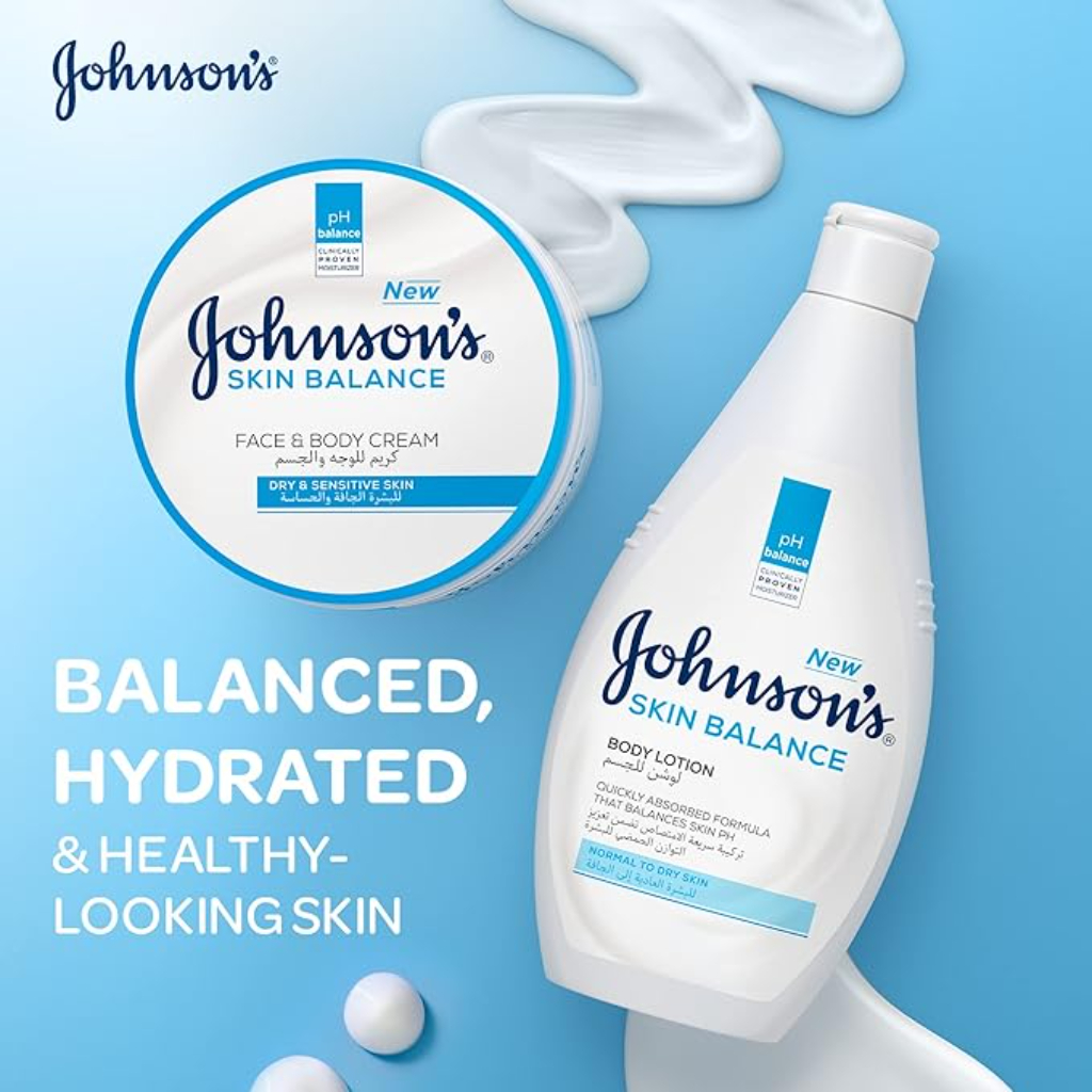 Johnson’s, Skin balance face and body cream, Moisturizing cream for balanced skin hydration, 300 ml