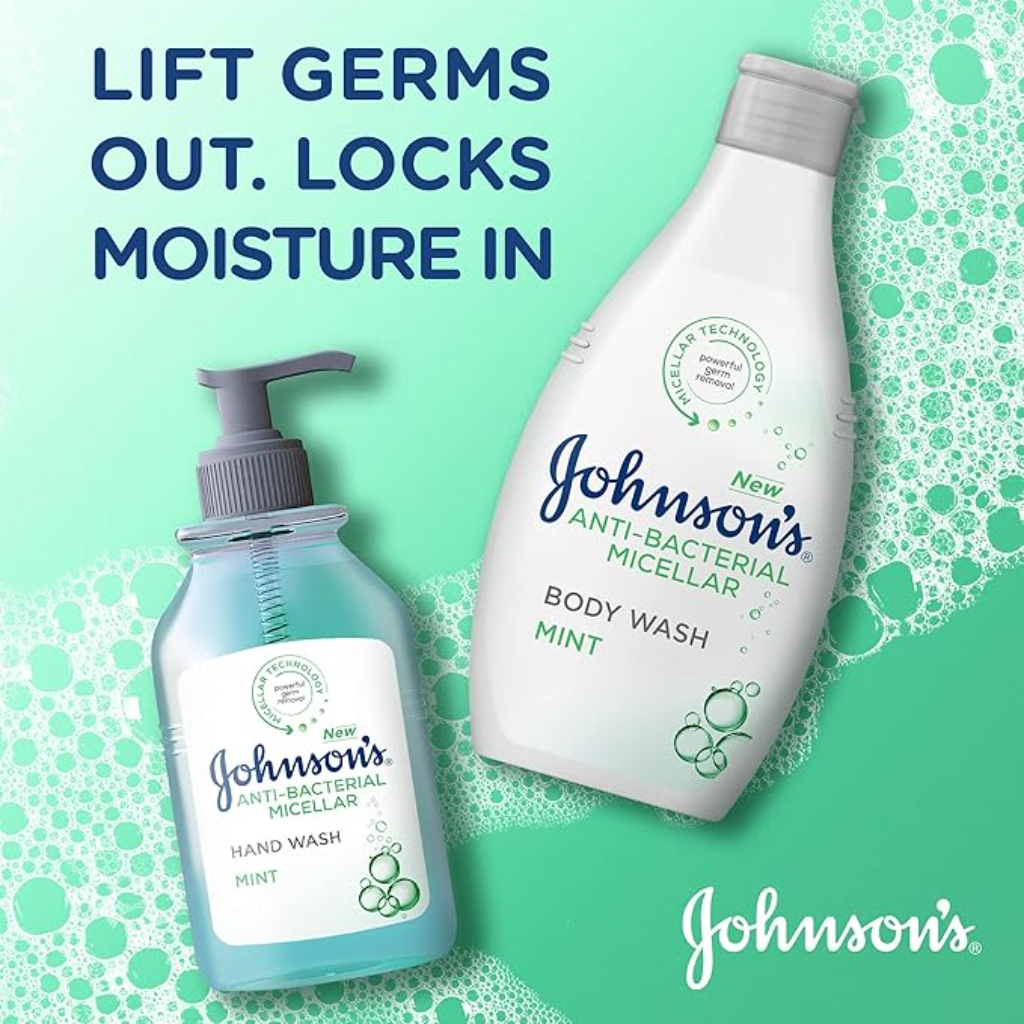 Johnson's Body Wash Anti-Bacterial Micellar Mint 400ml