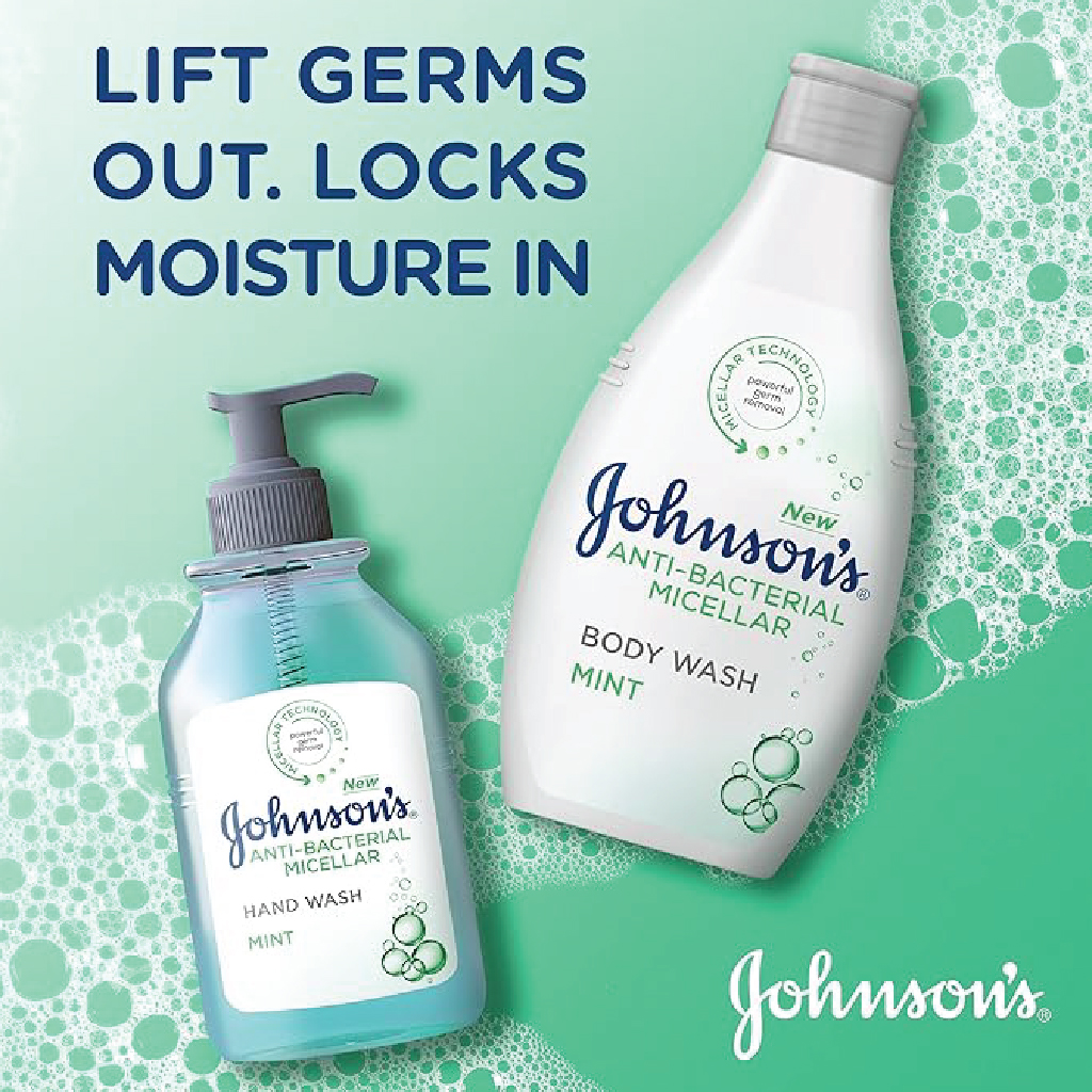 Johnson's, Anti-Bacterial Micellar Hand Wash Mint, Gentle antibacterial hand wash with refreshing mint, 500ml