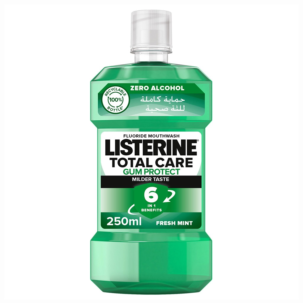 Listerine, Total Care Gum Protect Mouthwash Mild Taste, Alcohol-free mouthwash for gum protection and oral health, 250ml