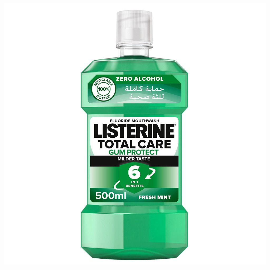 Listerine, Total Care Gum Protect Mouthwash Mild Taste, Alcohol-free mouthwash for gum health and fresh breath, 500ml
