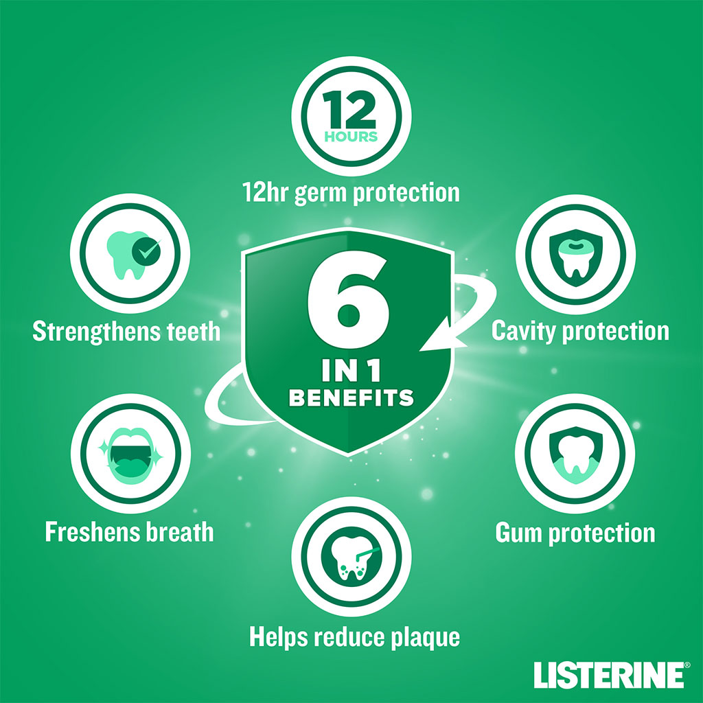 Listerine, Total Care Gum Protect Mouthwash Mild Taste, Alcohol-free mouthwash for gum health and fresh breath, 500ml