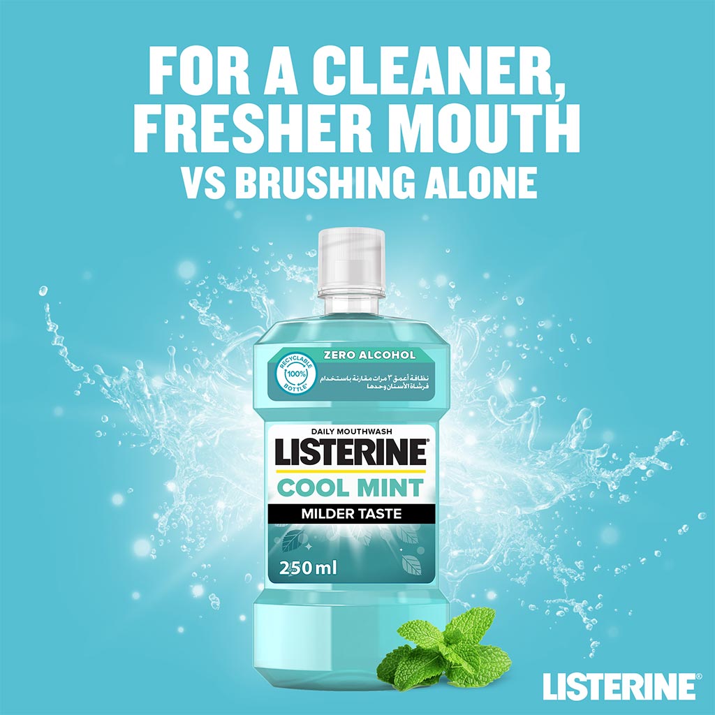 Listerine, Zero Alcohol Cool Mint Mouthwash, Alcohol-free mouthwash with refreshing cool mint flavor, 250ml