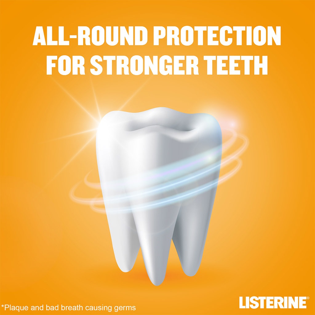 Listerine, Total Care Milder Miswak Taste Fluoride Mouthwash, Alcohol-free fluoride mouthwash with mild miswak flavor, 250ml