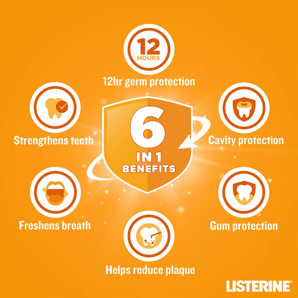 ليستيرين، عناية فموية كاملة مع الفلوريد، توتال كير ميلدر ميسواك تيست فلوريد ماوثواش