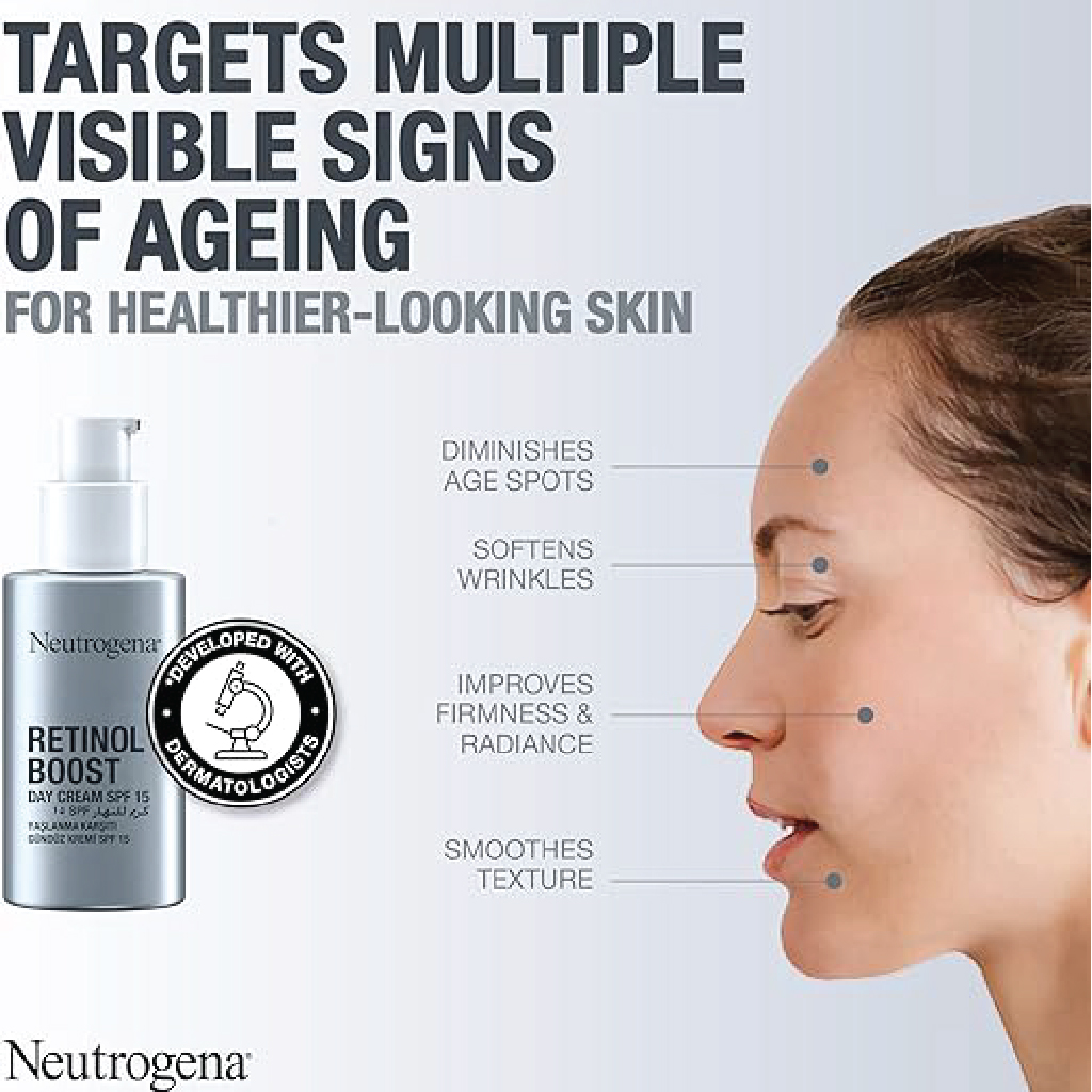 Neutrogena, Retinol Boost Day Cream, Anti-aging cream with retinol and SPF 15, 50 ml