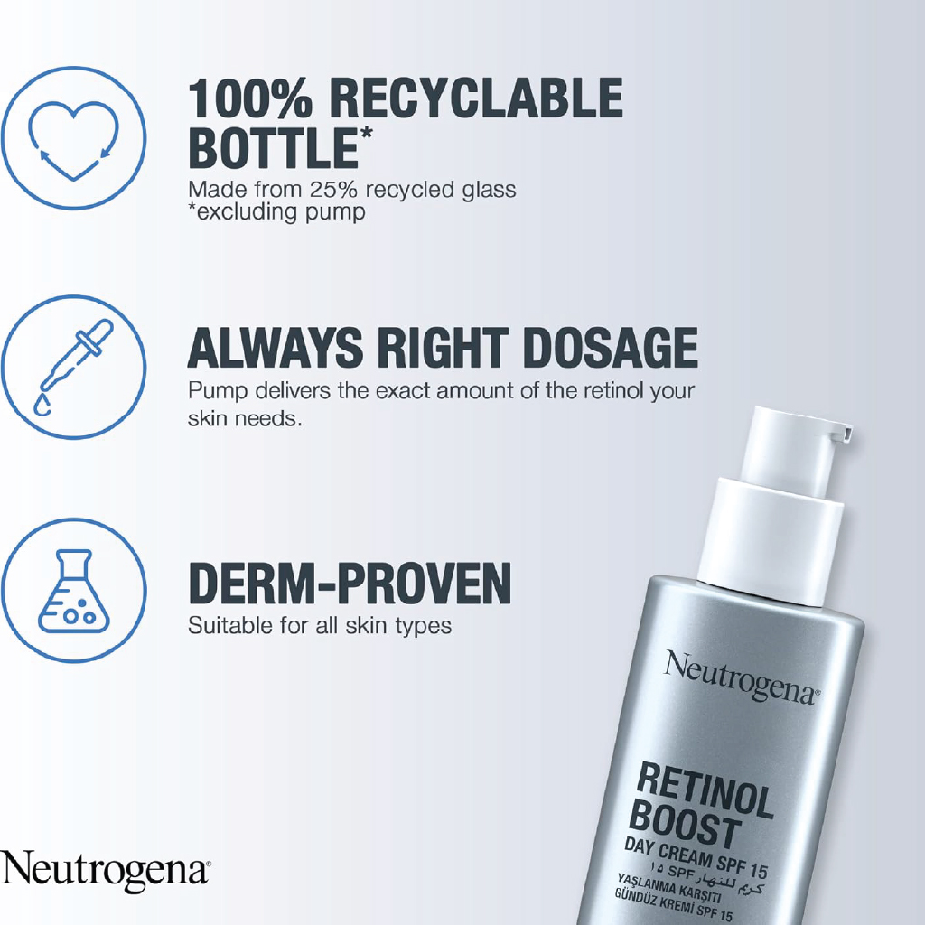 Neutrogena, Retinol Boost Day Cream, Anti-aging cream with retinol and SPF 15, 50 ml