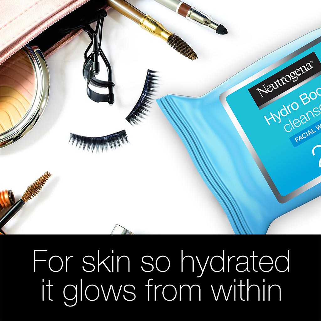 Neutrogena, Hydro Boost Makeup Remover & Cleansing Facial Wipes, Hydrating wipes for gentle makeup removal, 25 pcs