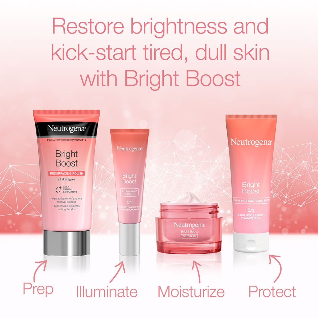 Neutrogena, Bright Boost Gel Fluid SPF 30, Brightening gel with sun protection for uneven tone, 50ml