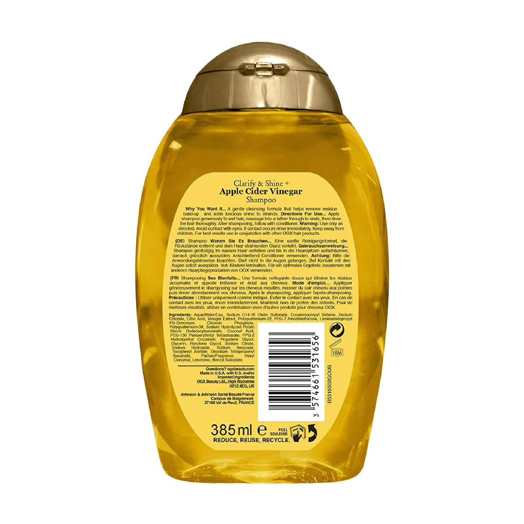 OGX Apple Cider Vinegar Clarifying Shampoo for Oily and Greasy Hair, 385 ml