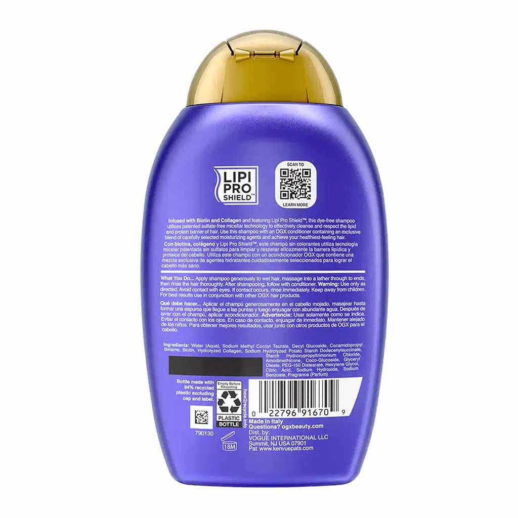 OGX, Biotin & Collagen Shampoo, Strengthening shampoo for thicker fuller hair, 385 ml