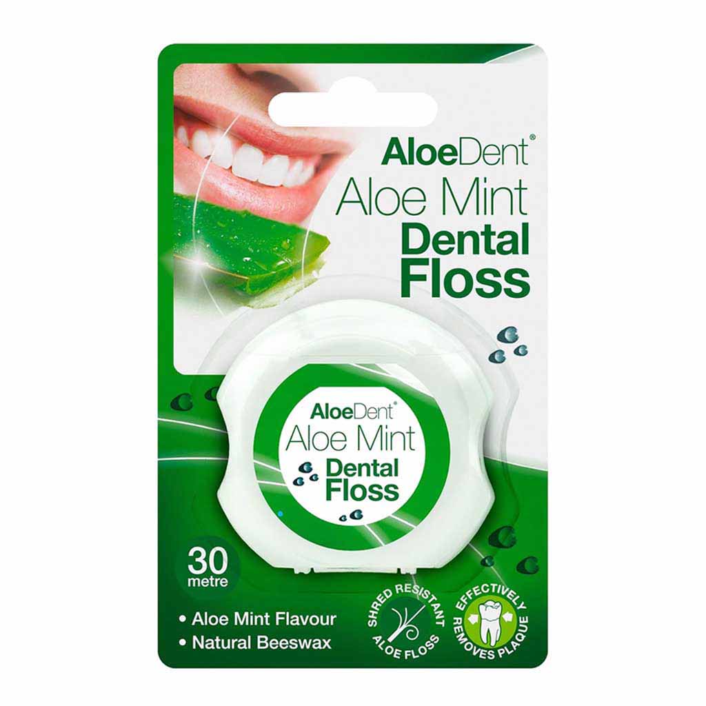 Aloe Dent, Mint Dental Floss, Mint flavored dental floss for effective plaque removal, 30 meters