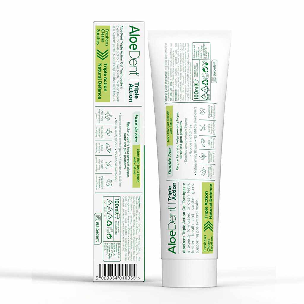 Aloe Dent, Triple Action Vera Toothpaste, Soothing toothpaste with aloe vera for sensitive teeth, 100ml