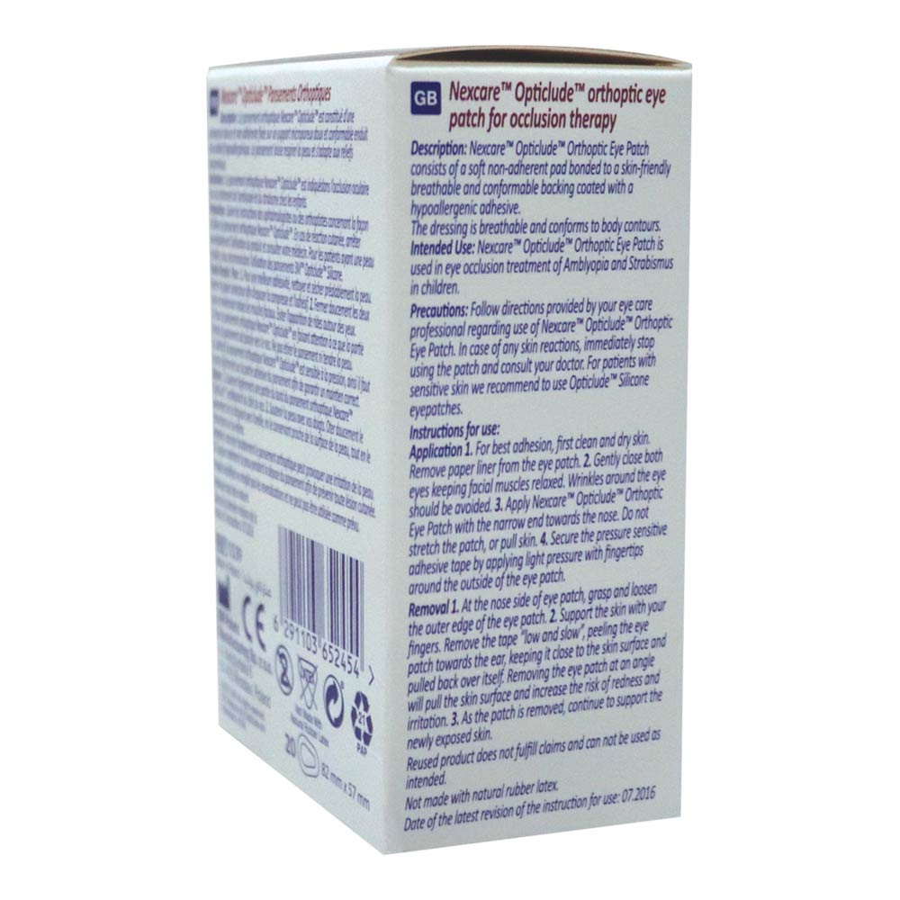 رقعة عين 3M Nexcare Opticlude عادية، 20 رقعة