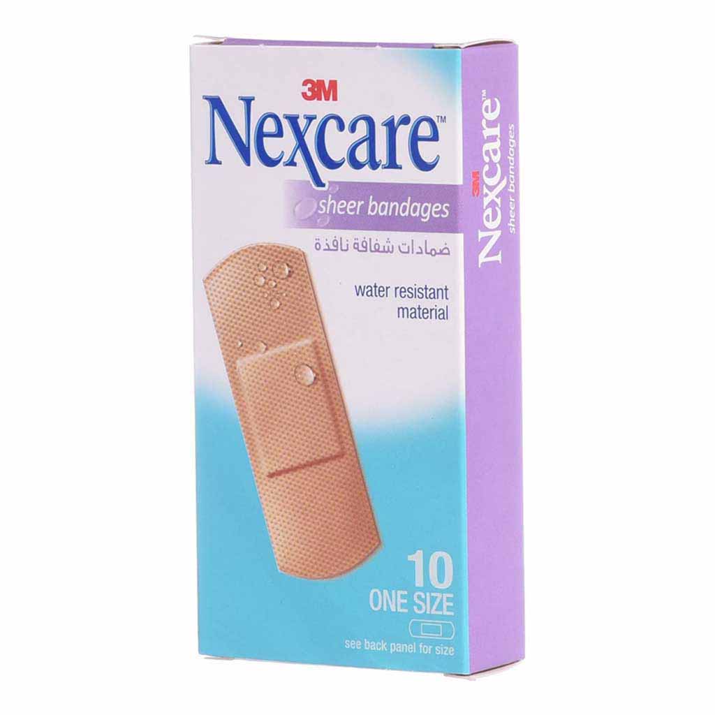 Nexcare 3M, Sheer Bandages, Transparent adhesive bandages for minor cuts and scrapes, 10 pieces