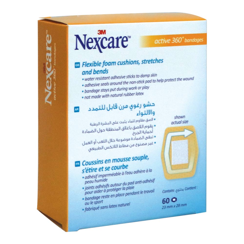 3M Nexcare, Active Bandages, Flexible adhesive bandages for active use, 60 pieces