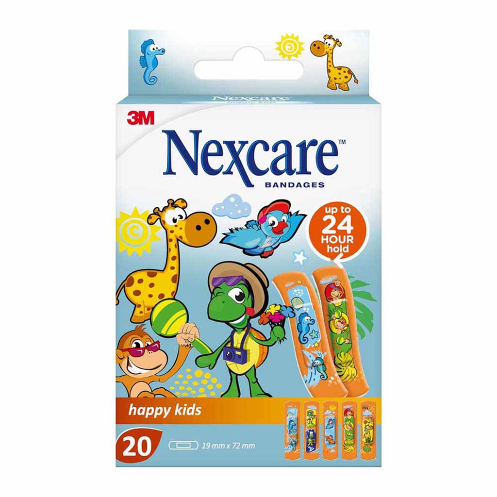 Nexcare 3M, Soft Kids Plasters, Gentle adhesive bandages for children, 20 pieces