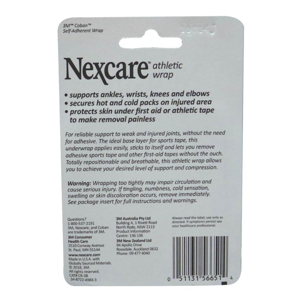 3M Nexcare, Athletic Wrap Blue, Elastic sports wrap for joint support, 3 inch x 2.2 yards