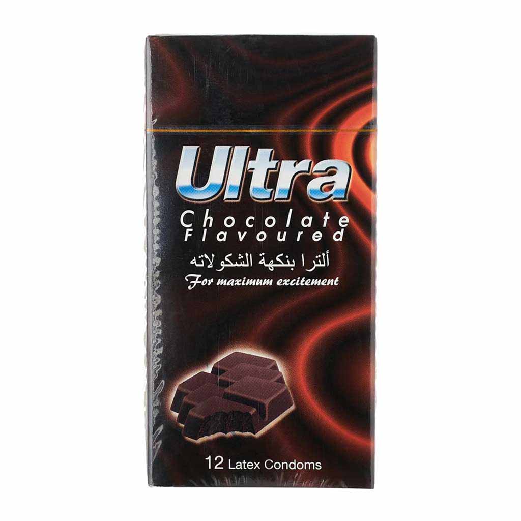 Ultra, Condom Chocolate Flavor, Flavored condoms for safe intimate moments, 12 pcs