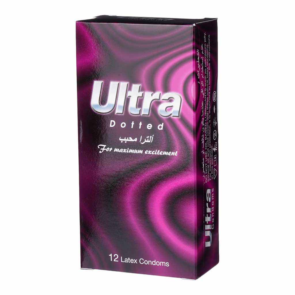 Ultra, Condom Dotted, Textured condoms for enhanced sensation, 12 pieces