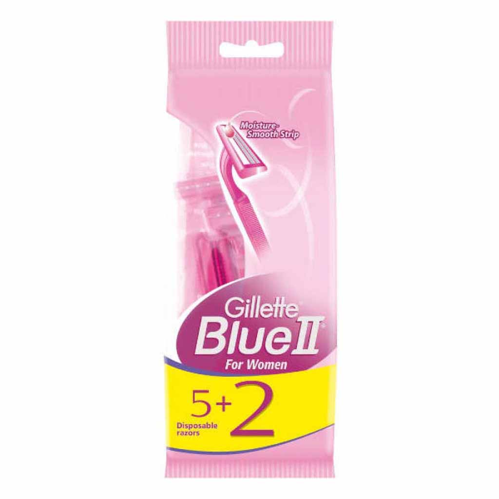 Gillette, Blue II Pink Disposable Women Razors, Gentle disposable razors designed for women, 5 count