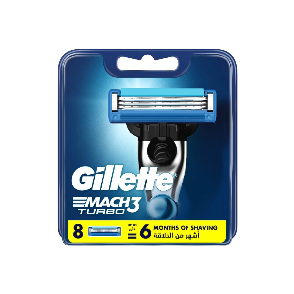 Gillette, Mach3 Turbo Razor Cartridges, High-performance razor blade refills for smooth shave, 8 cartridges