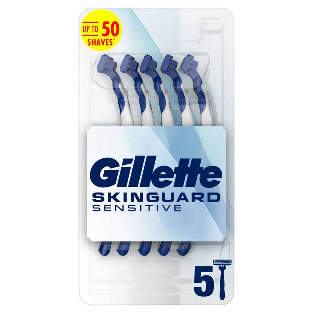 Gillette, Skinguard Sensitive Disposable Razors, Disposable razors for sensitive skin protection, 5 count