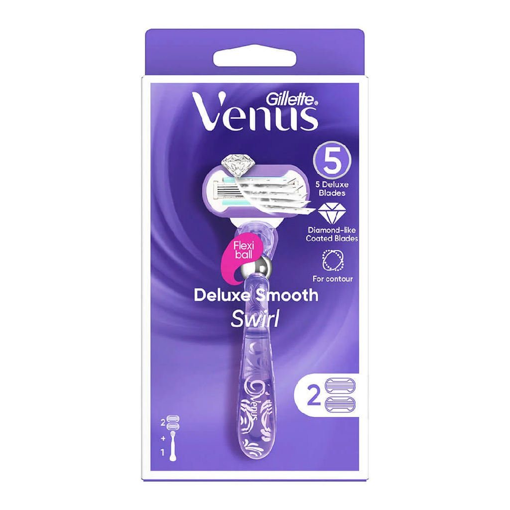 Gillette, Venus Deluxe Smooth Swirl Women's Razor Handle + 1 Blade Refill, 1 Count