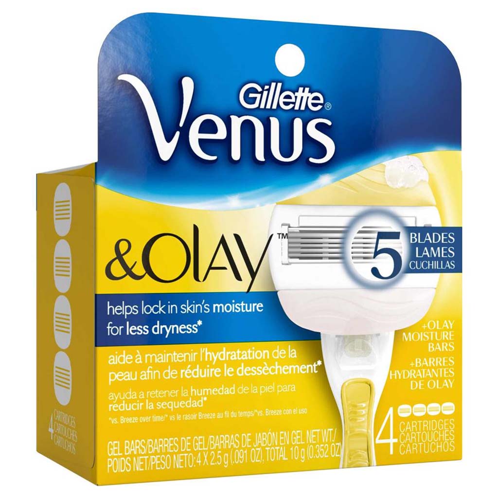 Gillette, Venus Olay Blades, Moisturizing razor blades compatible with Venus razors, 4 blades