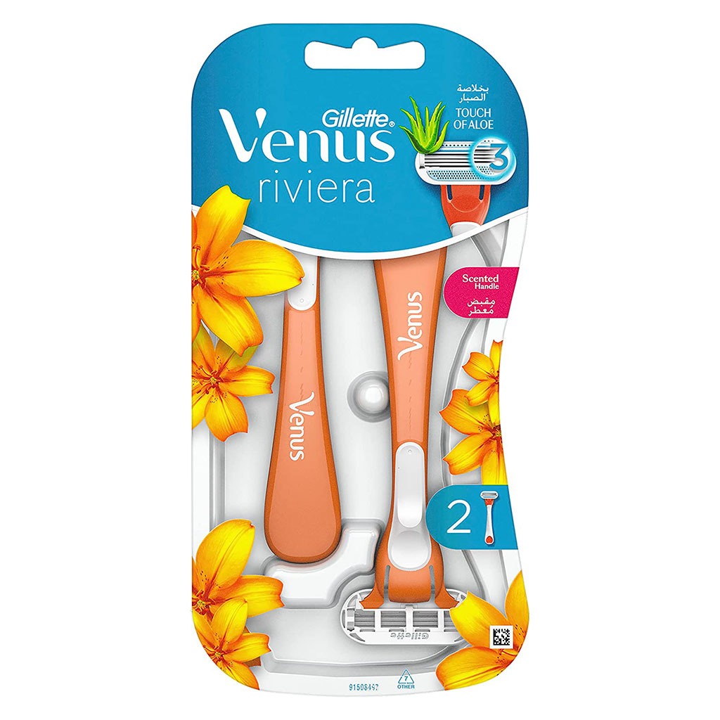 Gillette Venus Riviera Close & Clean In 1 Stroke Women's Disposable Razor, Pack of 2's