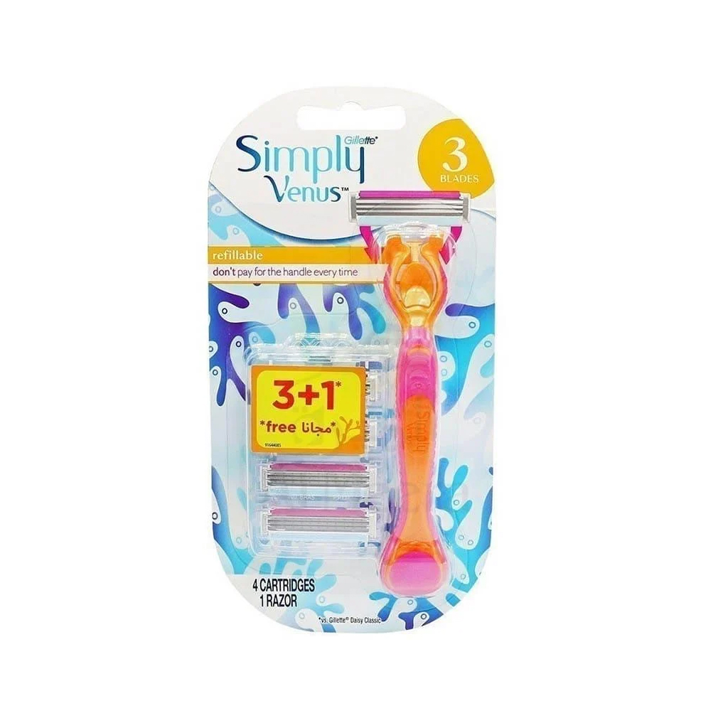Gillette Venus Simply3 Women's Disposable Razors, 4 Count, 1 Pack