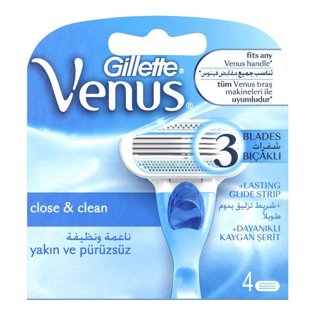 Gillette, Venus Passion Close & Clean Women's Razor Blade Refill, Smooth Replacement Blades for Women, 4 blades