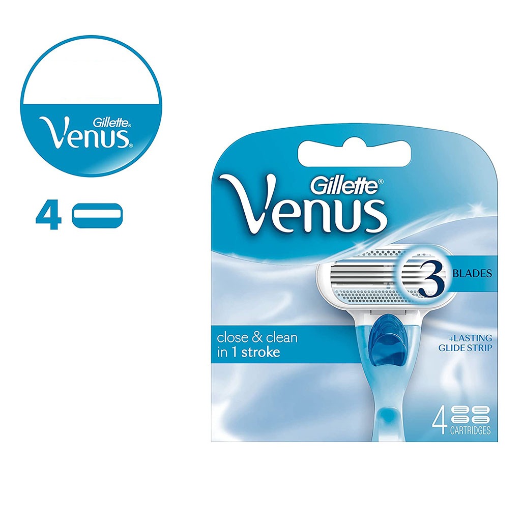 Gillette, Venus Passion Close & Clean Women's Razor Blade Refill, Smooth Replacement Blades for Women, 4 blades