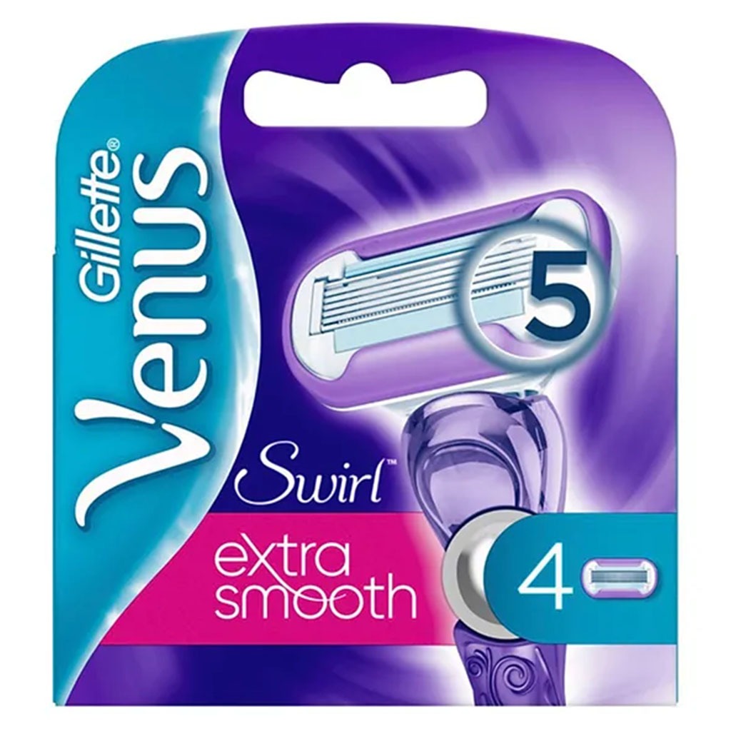 Gillette, Venus Extra Smooth Swirl Women's Razor Blade Refills, Replacement Blades with Swirl Design, 4 blades