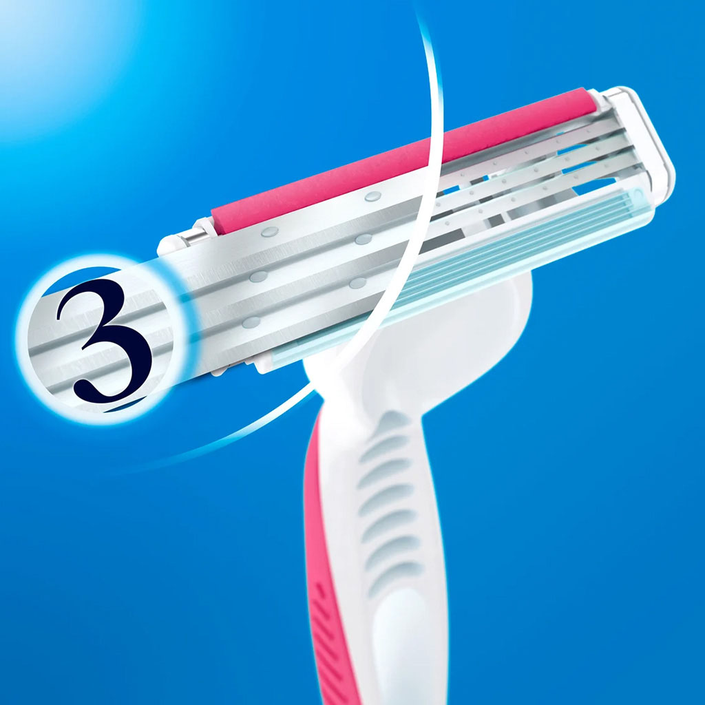 Gillette Venus, Simply 3 Plus Disposable Razor, Comfortable disposable razor for women, pack of 3