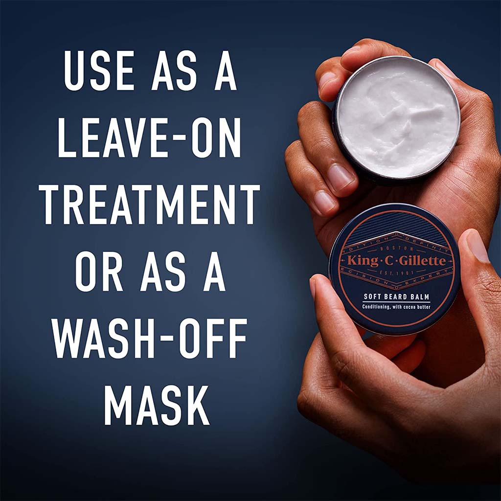 King C. Gillette Men's Deep Conditioning Soft Beard Balm With Cocoa Butter, Argan Oil and Shea Butter 100ml