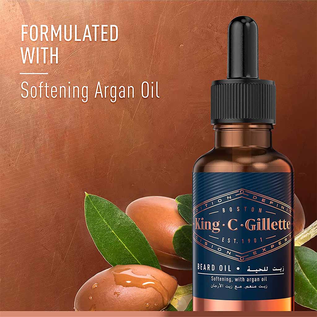 King C. Gillette, Men’s Nourishing Beard Oil, Hydrating beard oil with plant-based oils, 30ml