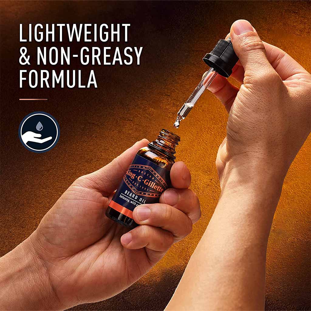 King C. Gillette, Men’s Nourishing Beard Oil, Hydrating beard oil with plant-based oils, 30ml