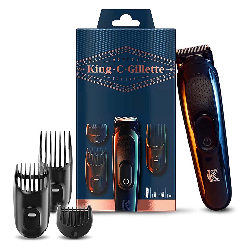 King C. Gillette Cordless Men's Beard Trimmer Kit With Lifetime Sharp Blades & 3 Interchangeable Combs