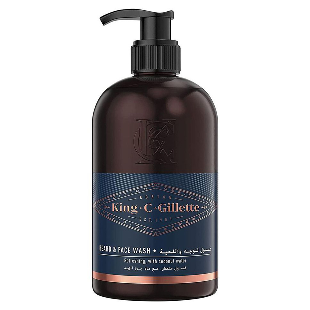 King C. Gillette Men's Beard and Face Wash With Coconut Water, Argan Oil & Avocado Oil 350ml