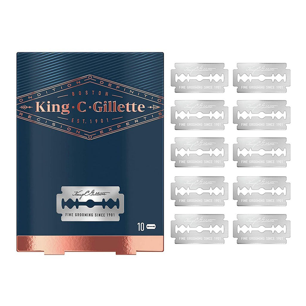 King C. Gillette Best Stainless Steel Platinum Coated Blades For Men's Double Edge Safety Razor, Pack of 10's