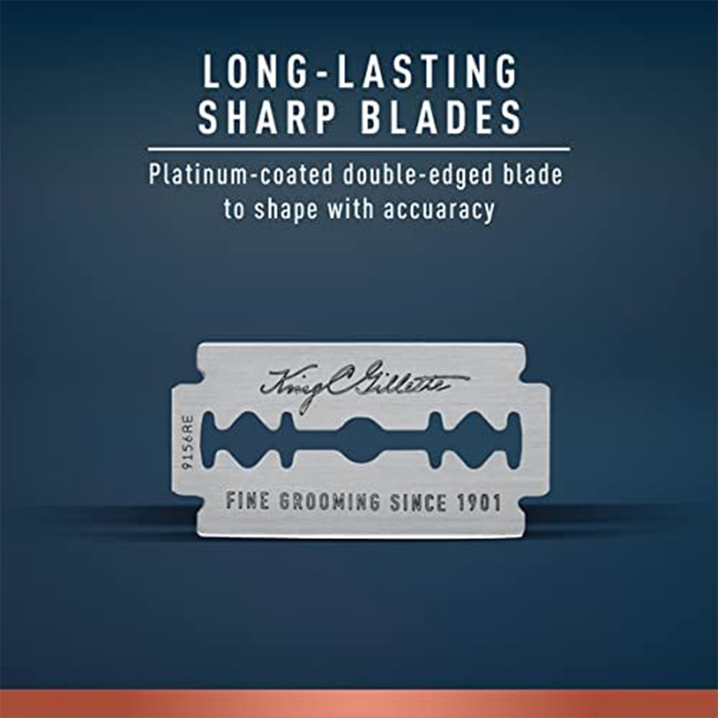 King C. Gillette Best Stainless Steel Platinum Coated Blades For Men's Double Edge Safety Razor, Pack of 10's
