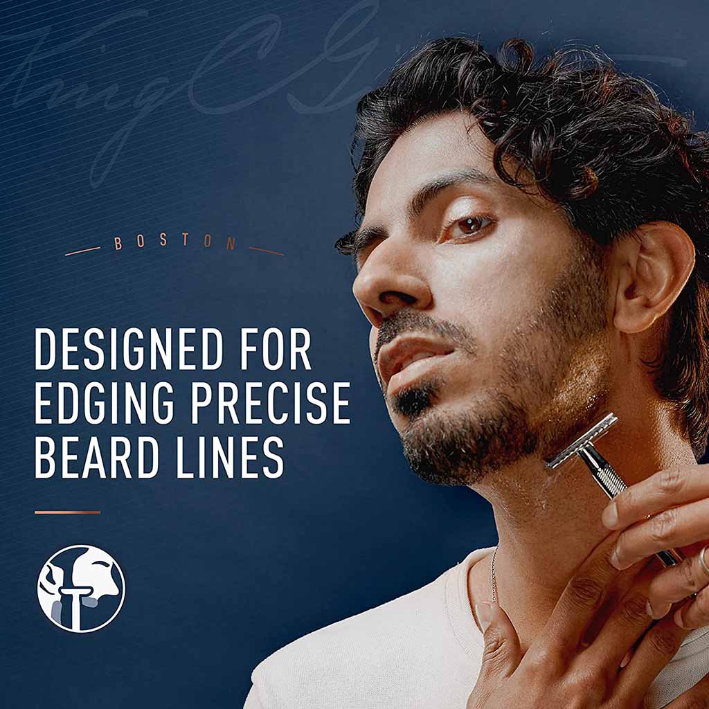 King C. Gillette Double-Edge Safety Razor Kit – Chrome Handle & 5 Platinum-Coated Blades