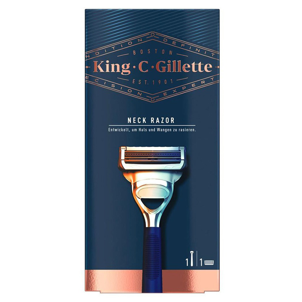 King C. Gillette Men’s Neck Razor with Gillette’s Sharpest Platinum-Coated Stainless Steel Blade – Pack of 1