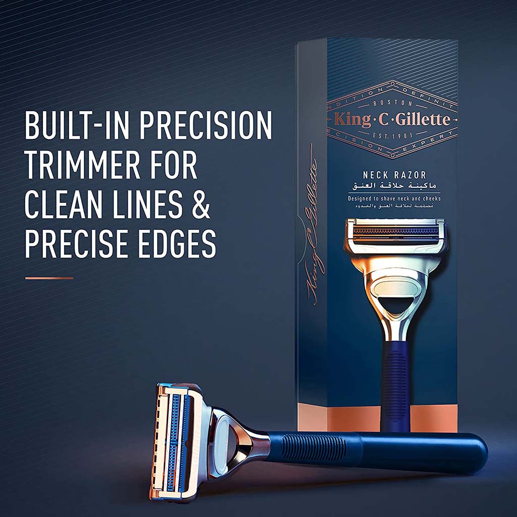 King C. Gillette Men’s Neck Razor with Gillette’s Sharpest Platinum-Coated Stainless Steel Blade – Pack of 1