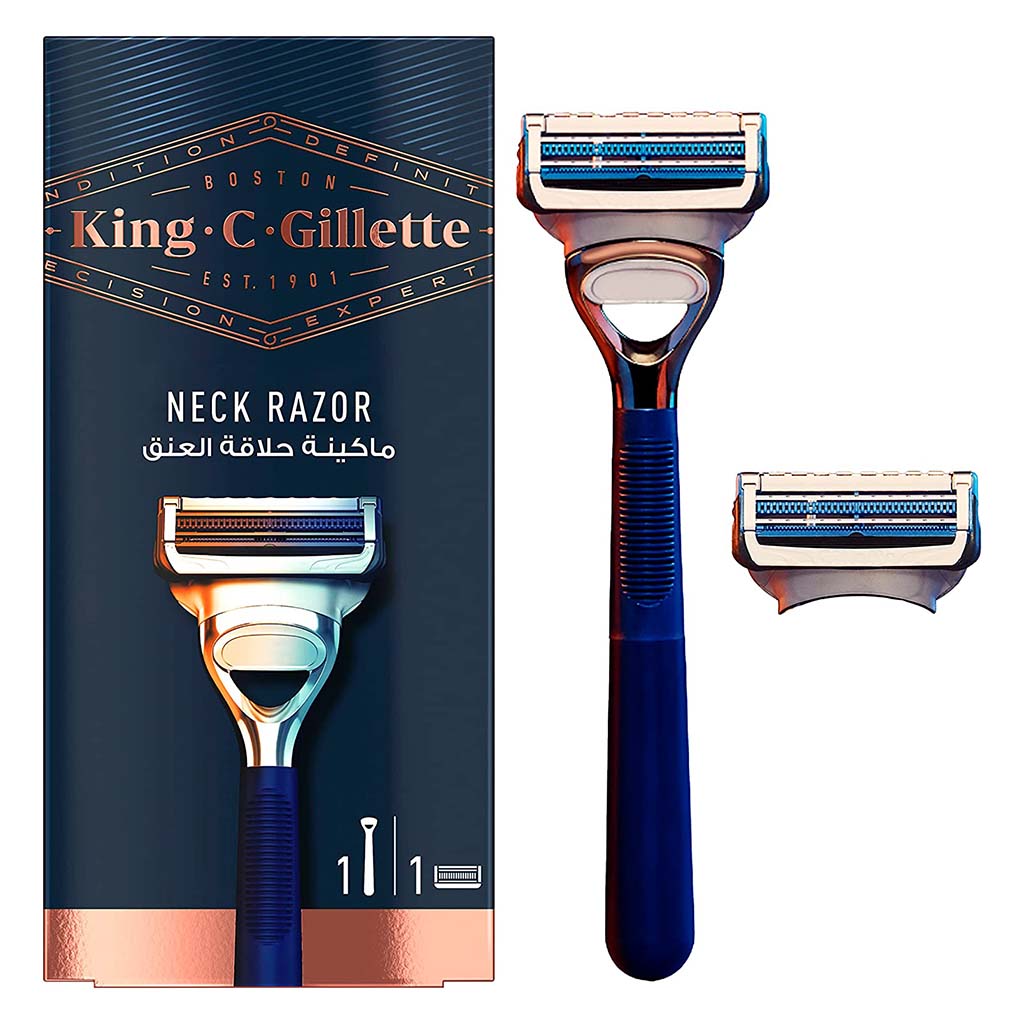 King C. Gillette Men’s Neck Razor with Gillette’s Sharpest Platinum-Coated Stainless Steel Blade – Pack of 1