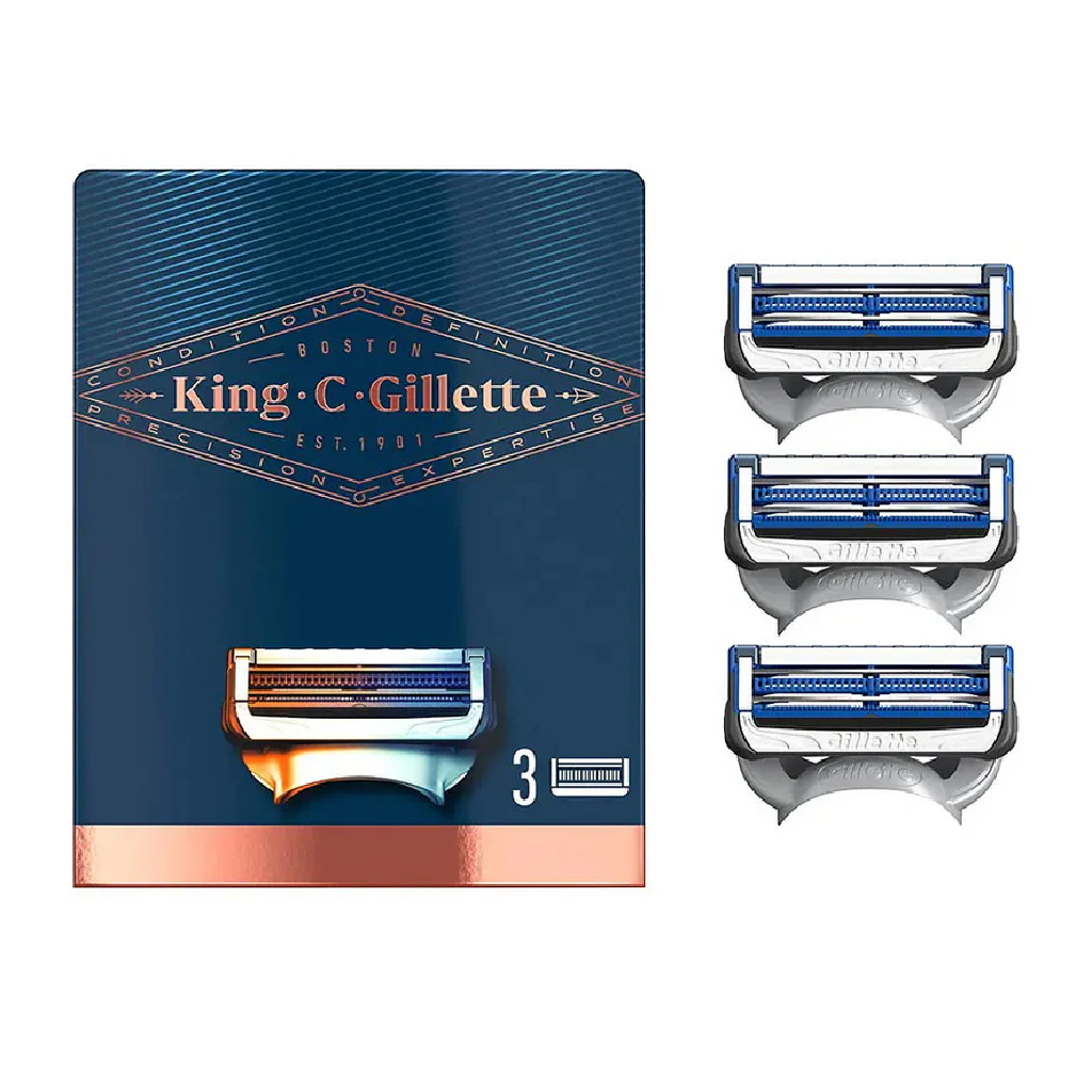 Gillette King C neck razor blades, 3 pieces
