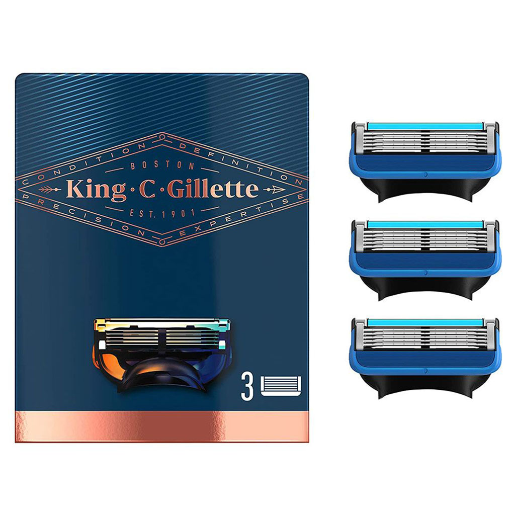King C. Gillette Men's Shave and Edging Razor Blade Refill With Built In Single Blade Precision Trimmer, Pack of 3's
